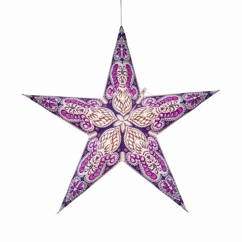 Phoenix ~ 5 Pointer, 24", Violet Paper Star Lantern Light - My SensibiliTeas - paper star lantern from Artschatz