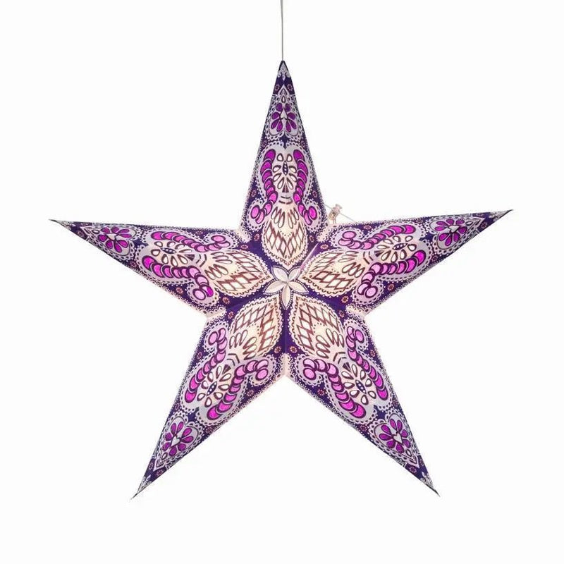 Phoenix ~ 5 Pointer, 24", Violet Paper Star Lantern Light - My SensibiliTeas - paper star lantern from Artschatz