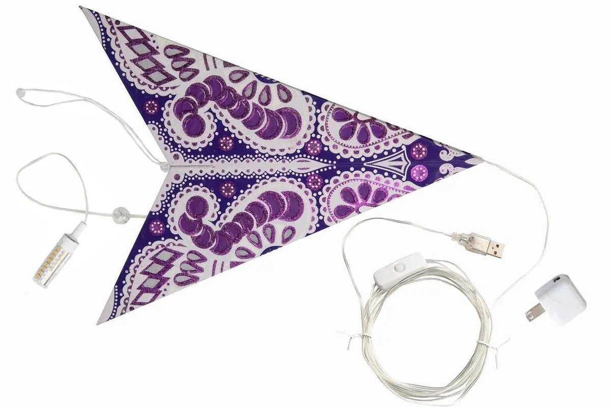 Phoenix ~ 5 Pointer, 24", Violet Paper Star Lantern Light - My SensibiliTeas - paper star lantern from Artschatz
