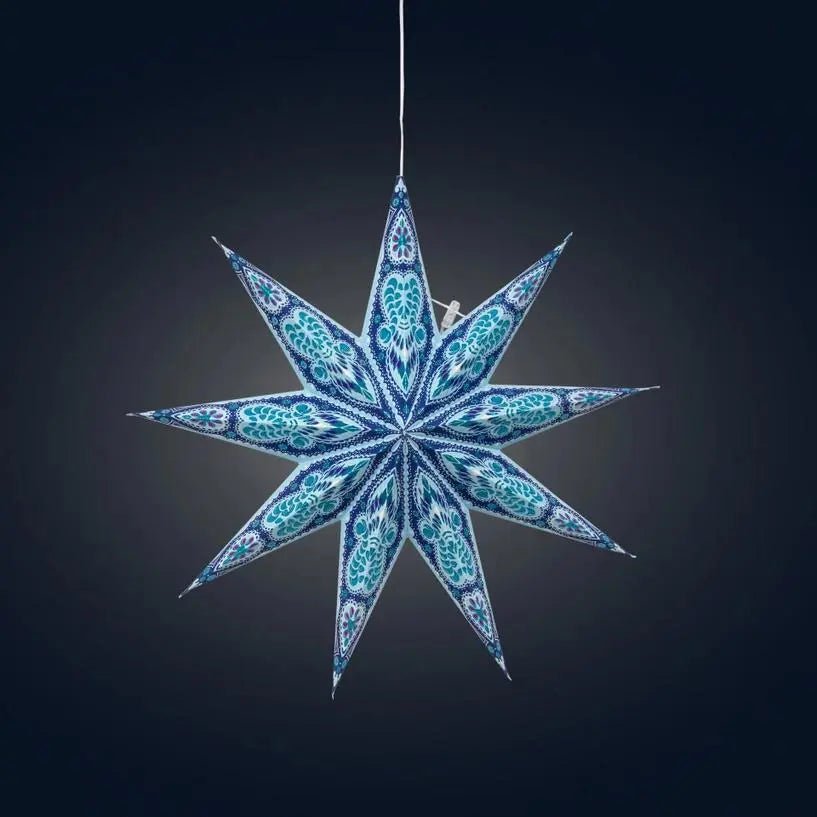Phoenix ~ 9 Pointer, 17", Turquoise Paper Star Lantern Light - My SensibiliTeas - paper star lantern from Artschatz