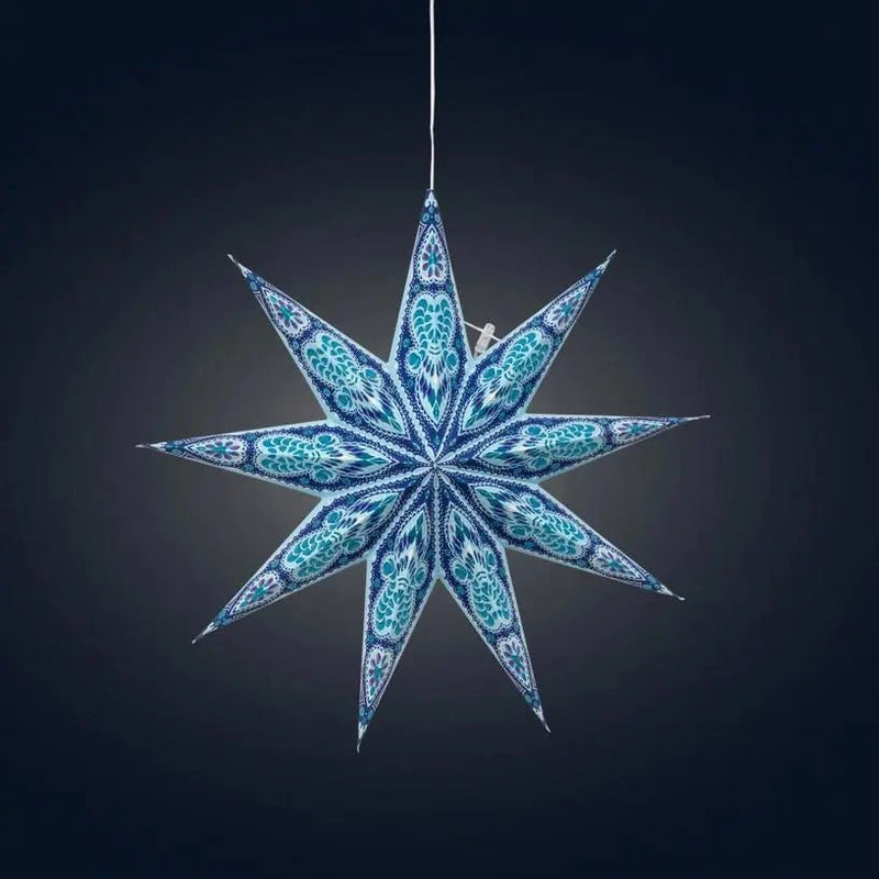 Phoenix ~ 9 Pointer, 17", Turquoise Paper Star Lantern Light - My SensibiliTeas - paper star lantern from Artschatz