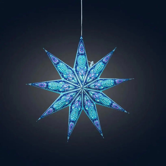 Phoenix ~ 9 Pointer, 17", Turquoise Paper Star Lantern Light - My SensibiliTeas - paper star lantern from Artschatz