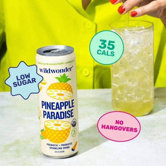 Pineapple Paradise Sparkling Prebiotic + Probiotic Drink - My SensibiliTeas - kombucha alternative from wildwonder