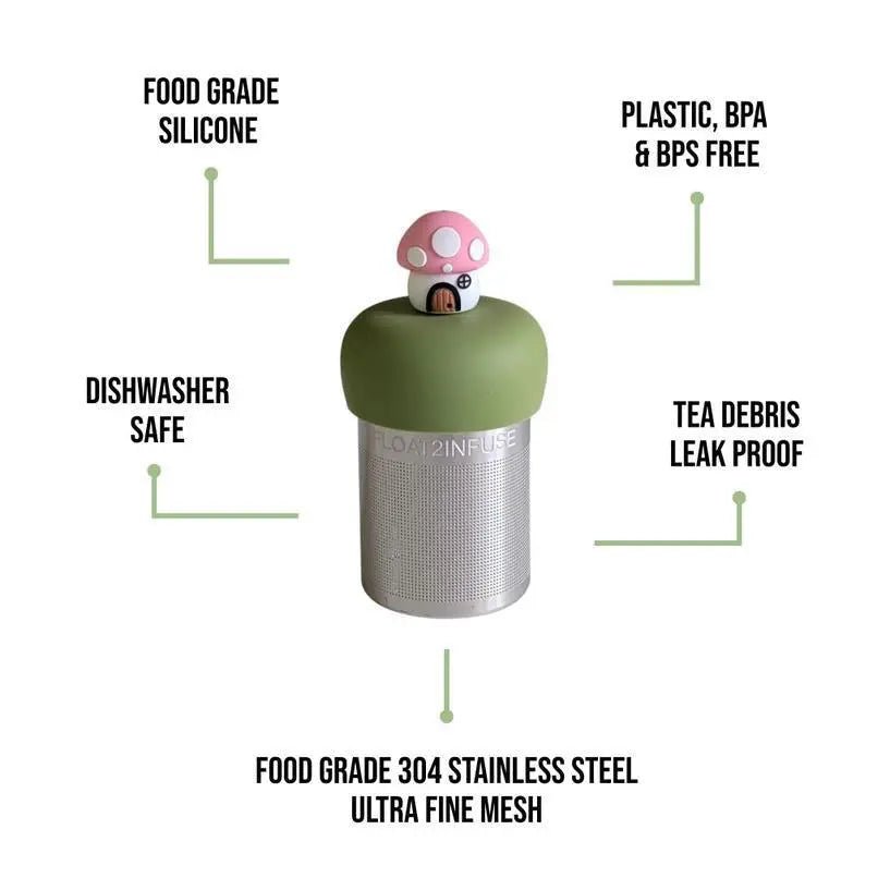 Pink Mushroom Cottage Floating Tea Steeper - My SensibiliTeas - tea infuser from Float2Infuse