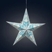 Pippa 5 Point 24" White / Turquoise Paper Star Lantern Light - My SensibiliTeas - paper star lantern from Artschatz