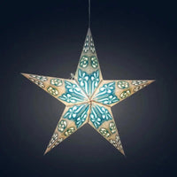 Pippa 5 Point 24" White / Turquoise Paper Star Lantern Light - My SensibiliTeas - paper star lantern from Artschatz