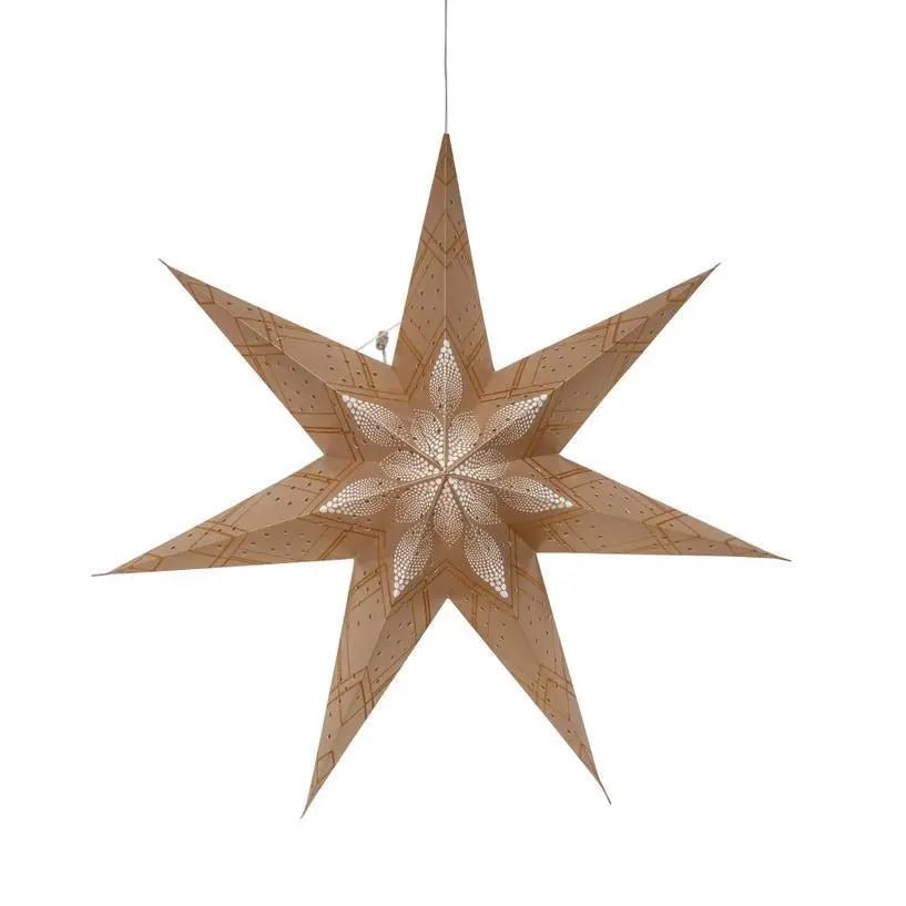 Poinsettia 7 Point 24" Gold with Glitter - My SensibiliTeas - paper star lantern from Artschatz