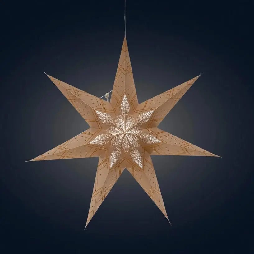 Poinsettia 7 Point 24" Gold with Glitter - My SensibiliTeas - paper star lantern from Artschatz