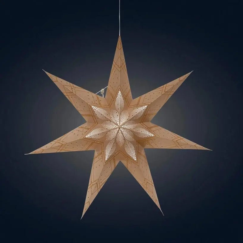 Poinsettia 7 Point 24" Gold with Glitter - My SensibiliTeas - paper star lantern from Artschatz