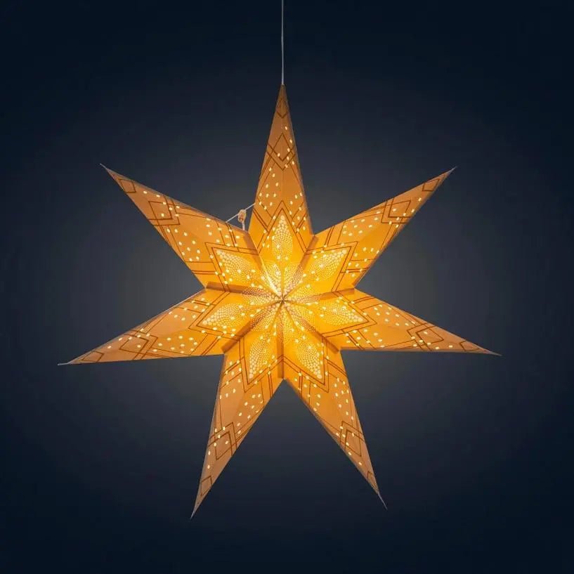 Poinsettia 7 Point 24" Gold with Glitter - My SensibiliTeas - paper star lantern from Artschatz