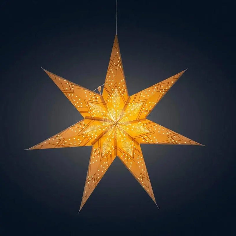 Poinsettia 7 Point 24" Gold with Glitter - My SensibiliTeas - paper star lantern from Artschatz