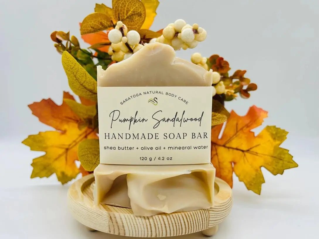 Pumpkin Sandalwood Handmade Soap Bar - My SensibiliTeas - vegan cold process bar soap from Saratoga Natural Body Care LLC