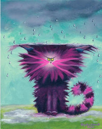 Rainy Day Matted Print - My SensibiliTeas - Cat Art Print from The Cranky Cat Collection