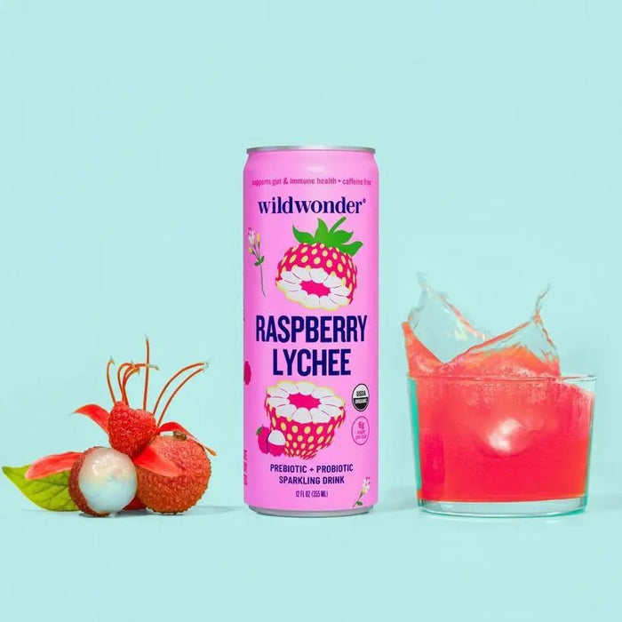 Raspberry Lychee Sparkling Prebiotic + Probiotic Drink - My SensibiliTeas - herbal drink from wildwonder