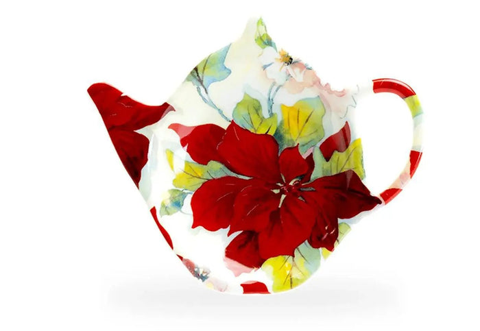 Red Poinsettia Teabag Holder - My SensibiliTeas - tea bag holder from Gracie's China