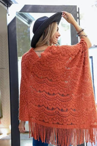 Scallop Lace Poncho - Boho Knit Wrap - My SensibiliTeas - cape from Leto Accessories