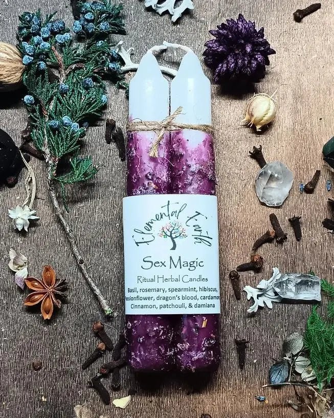 Sex Magic 6 inch Herbal Intention Candles - My SensibiliTeas - intention candle from Elemental Earth Shop