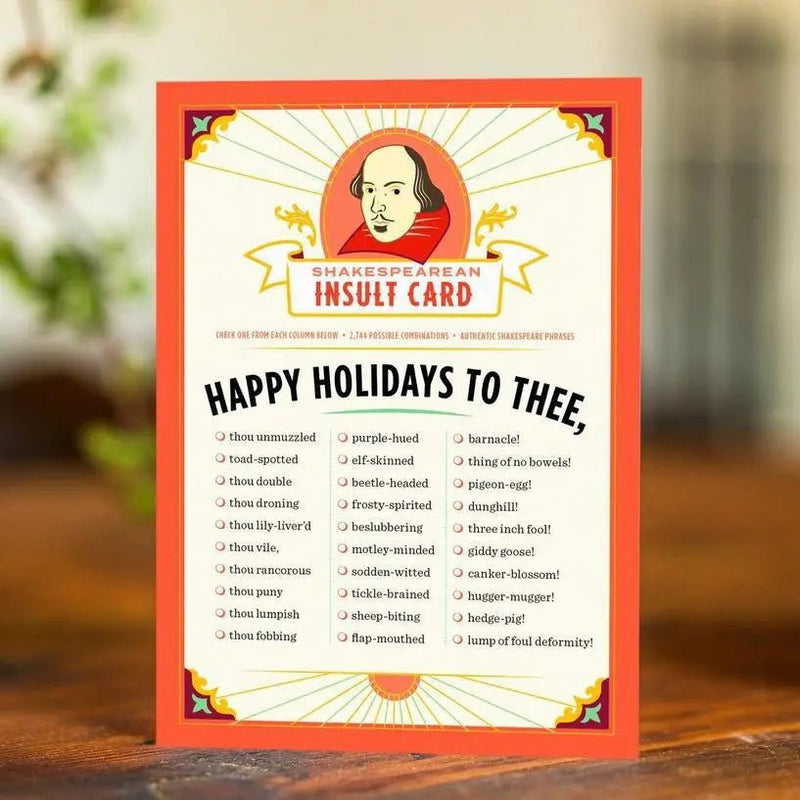 Shakespeare Holiday Insults Card - My SensibiliTeas - Literary Holiday Card from The Raccoon Society
