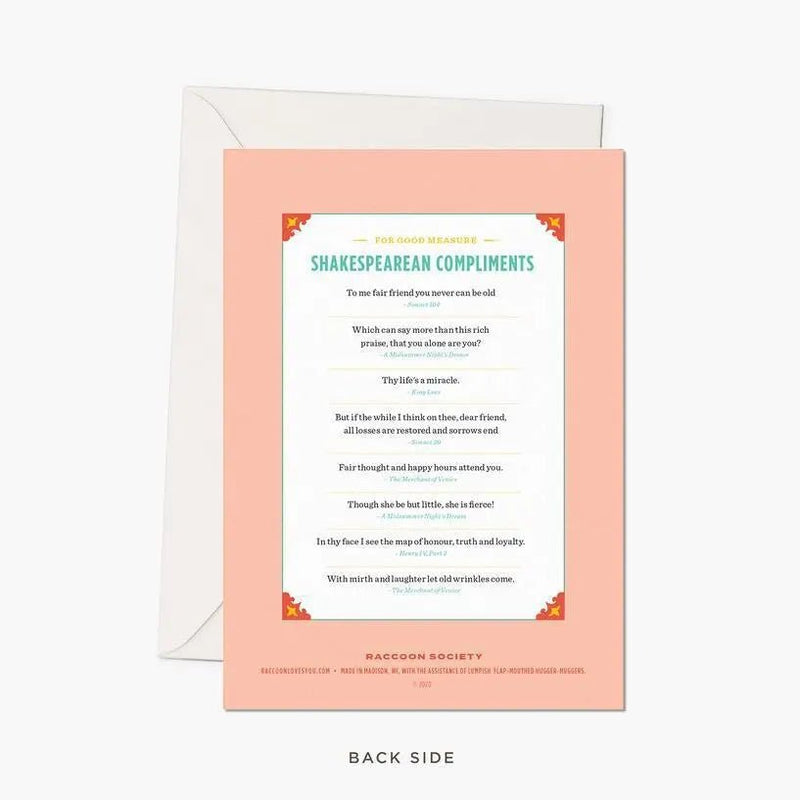 Shakespeare Holiday Insults Card - My SensibiliTeas - Literary Holiday Card from The Raccoon Society