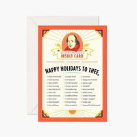 Shakespeare Holiday Insults Card - My SensibiliTeas - Literary Holiday Card from The Raccoon Society