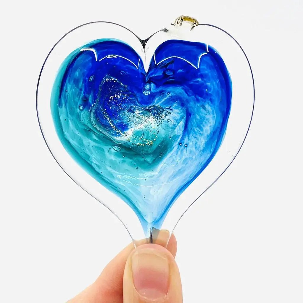 Small Glass Hearts - My SensibiliTeas - Blown Glass Heart Suncatcher from Luke Adam's Glass