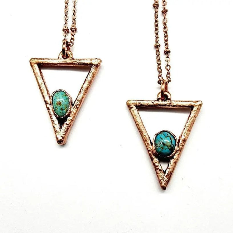 Southwest Turquoise Triangle Necklace - My SensibiliTeas - necklace from Morning Metals