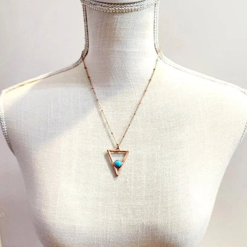 Southwest Turquoise Triangle Necklace - My SensibiliTeas - necklace from Morning Metals