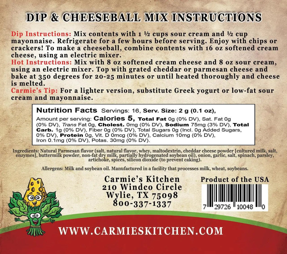 Spinach Parmesan Dip and Cheeseball Mix - My SensibiliTeas - dip mix from Carmie's Kitchen