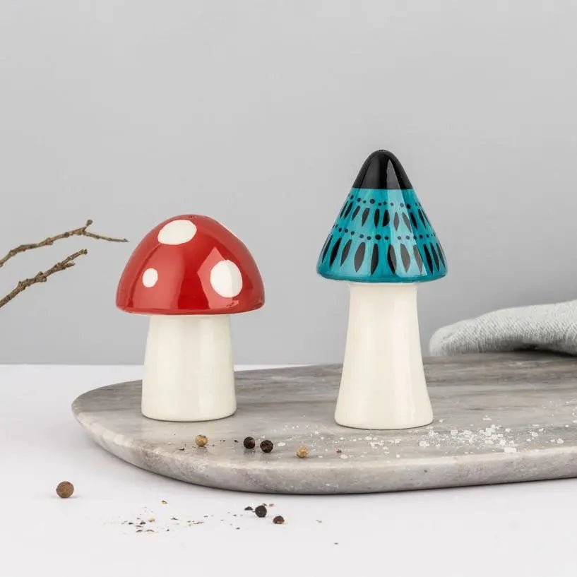 Toadstool Salt and Pepper Shakers - My SensibiliTeas - toadstool salt and pepper from Hannah Turner LTD