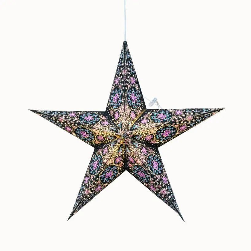 Turquoise and Violet Cathedral Star Lantern - My SensibiliTeas - paper star lantern from Artschatz