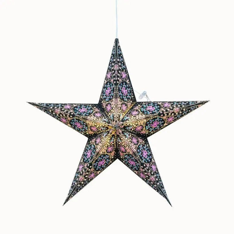 Turquoise and Violet Cathedral Star Lantern - My SensibiliTeas - paper star lantern from Artschatz