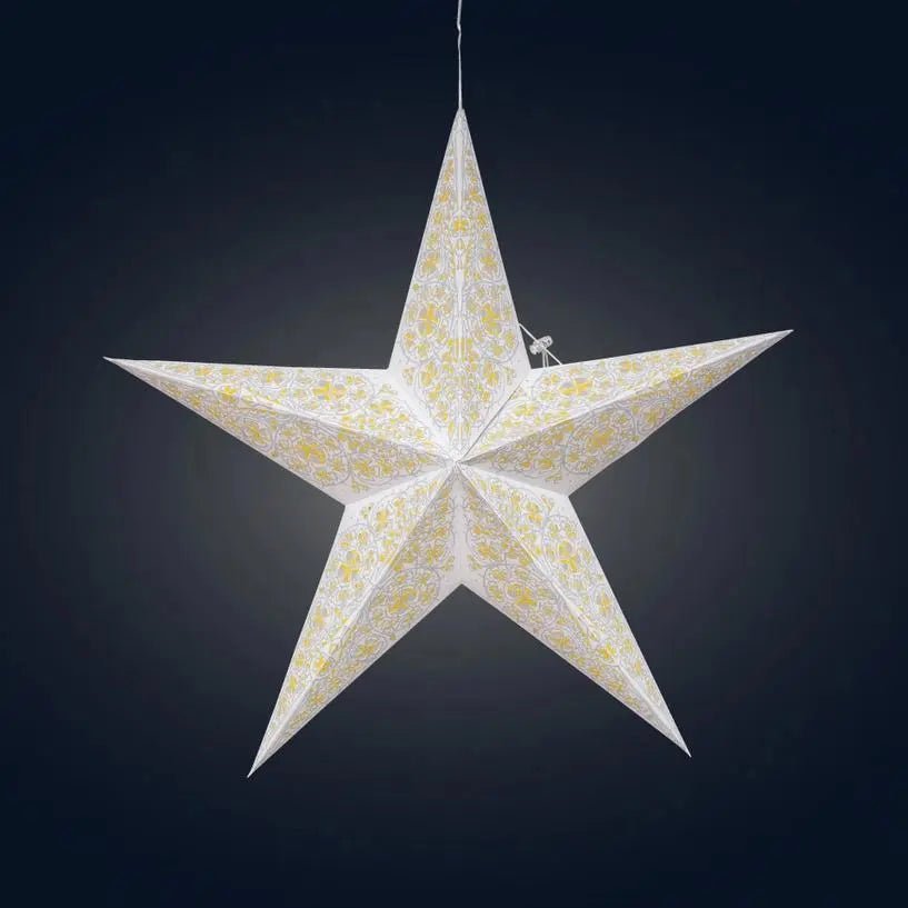 White and Yellow Cathedral Star Lantern - My SensibiliTeas - paper star lantern from Artschatz