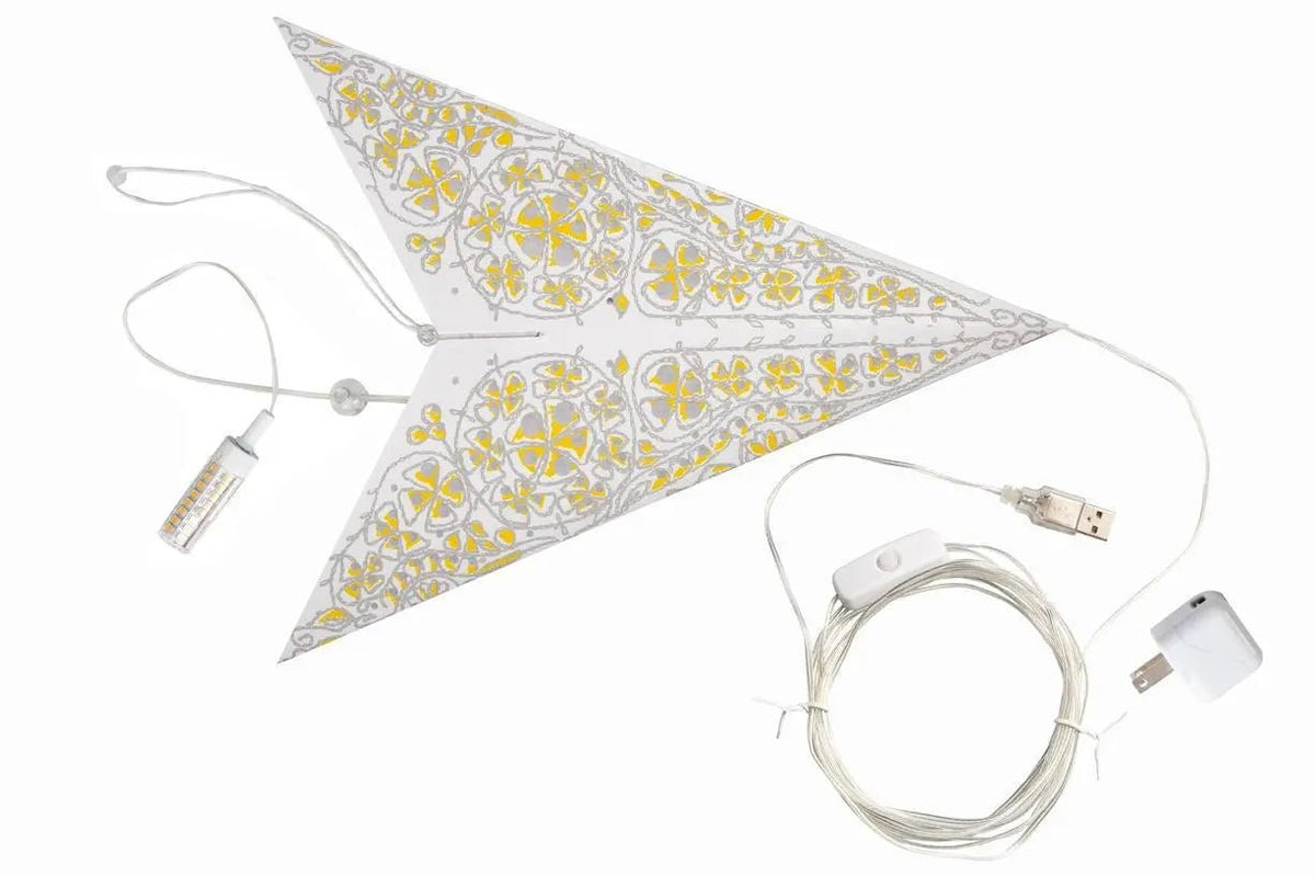White and Yellow Cathedral Star Lantern - My SensibiliTeas - paper star lantern from Artschatz