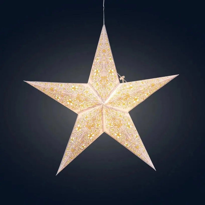 White and Yellow Cathedral Star Lantern - My SensibiliTeas - paper star lantern from Artschatz