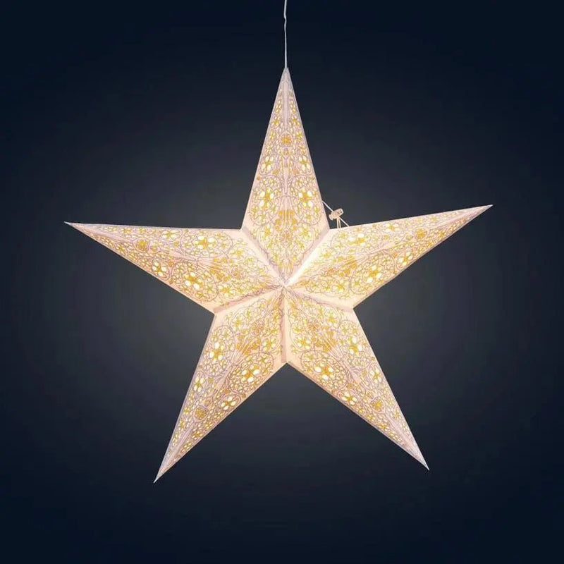 White and Yellow Cathedral Star Lantern - My SensibiliTeas - paper star lantern from Artschatz