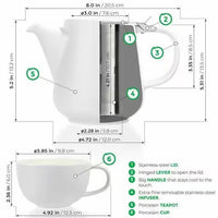 White Tea for Two Porcelain Teapot & 2 Cups Set 27 fl. oz - My SensibiliTeas - teaware from Tealyra