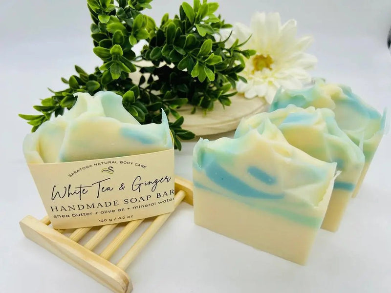 White Tea Ginger Handmade Soap Bar VEGAN COLD PROCESS - My SensibiliTeas - bar soap from Saratoga Natural Body Care LLC